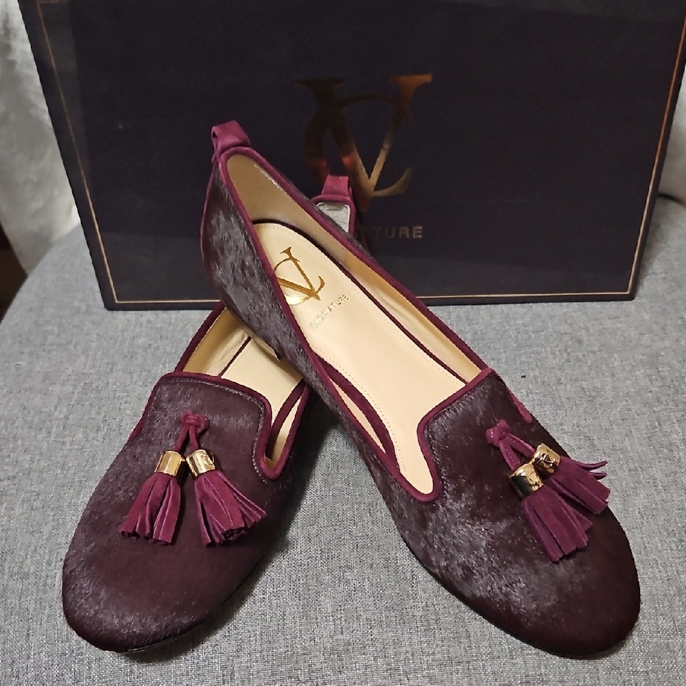 Signature Burgundy Tassel Loafers By Vera Cuoio New Women's Size 6.5